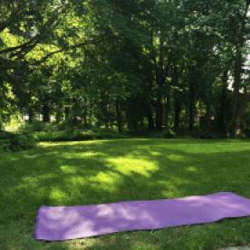 Short yoga session before heading to work. Garden yoga in the morning or morning yoga in the garden?