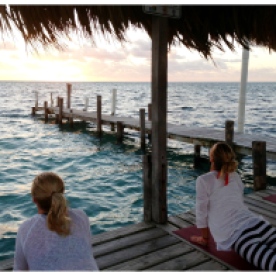 Sun Rise yoga overlooking the Caribbean Sea